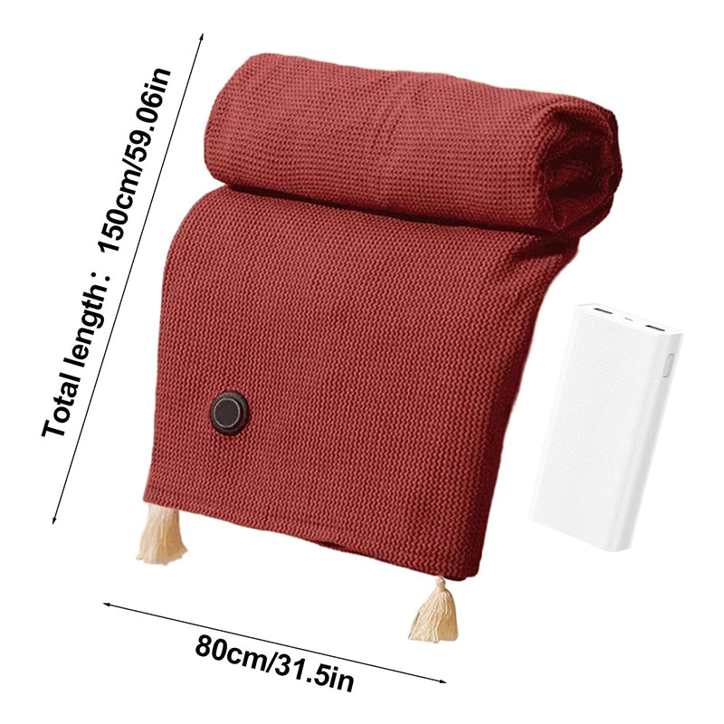Portable USB electric blanket with 3 heat settings, machine washable design. Ideal for home, office, or travel use.