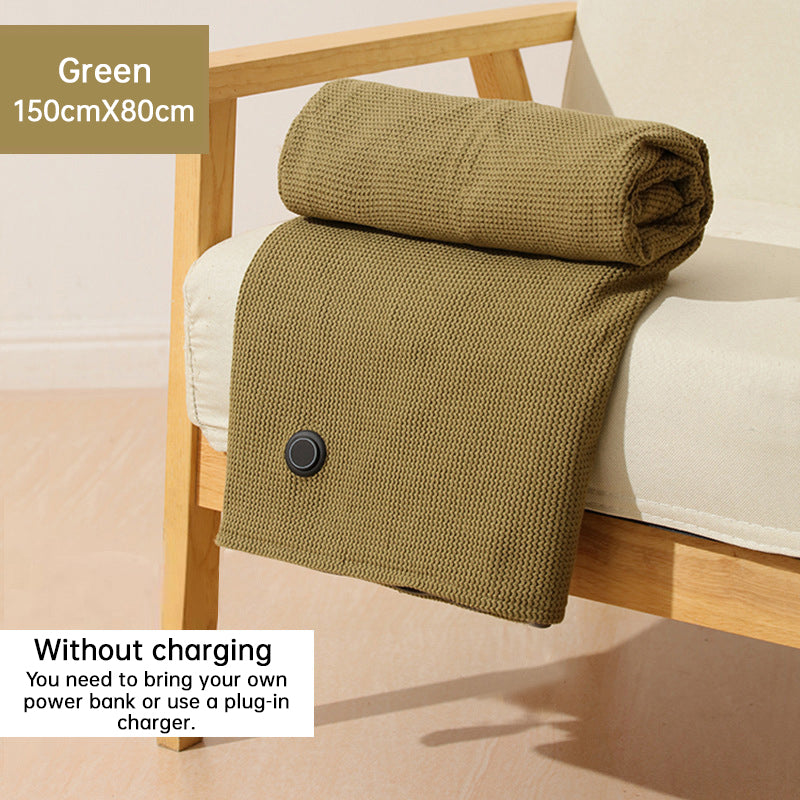 Portable USB electric blanket with 3 heat settings, machine washable design. Ideal for home, office, or travel use.