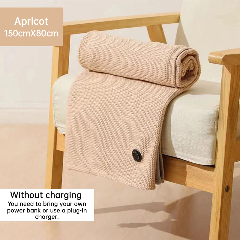 Portable USB electric blanket with 3 heat settings, machine washable design. Ideal for home, office, or travel use.
